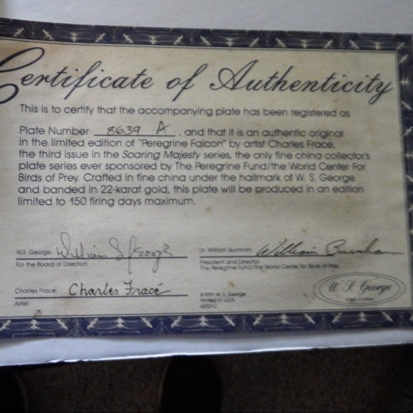 WS George Collectable plate from Soaring Majesty - Picture 3 of 3